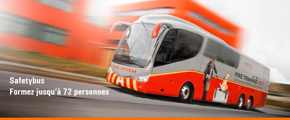 Autocar de formation incendie SAFETYBUS Autocar unité mobile formation incendie SAFETYBUS